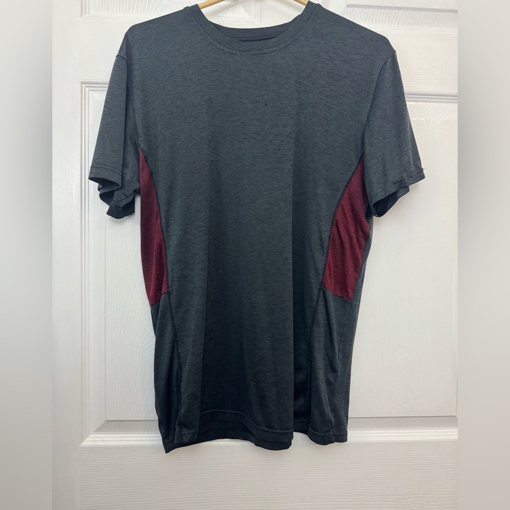 Men's Charcoal and Burgundy Short Sleeve Tee